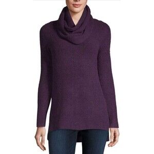 NWT Liz Claiborne Petite Matching Sweater + Scarf Set Metallic Purple- Size PS